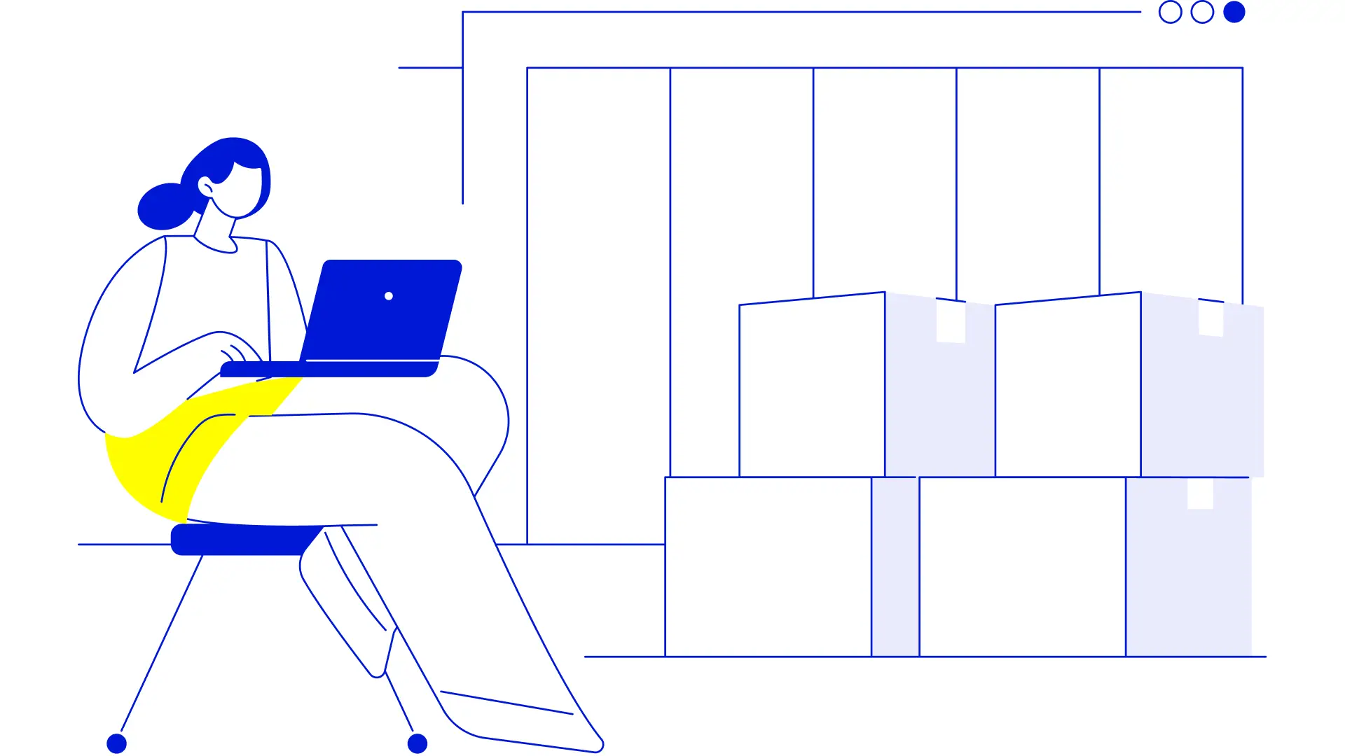 Flat line art illustration of a teacher or educator engaging with a student in blue and yellow, illustrating education brand strategy in Australia