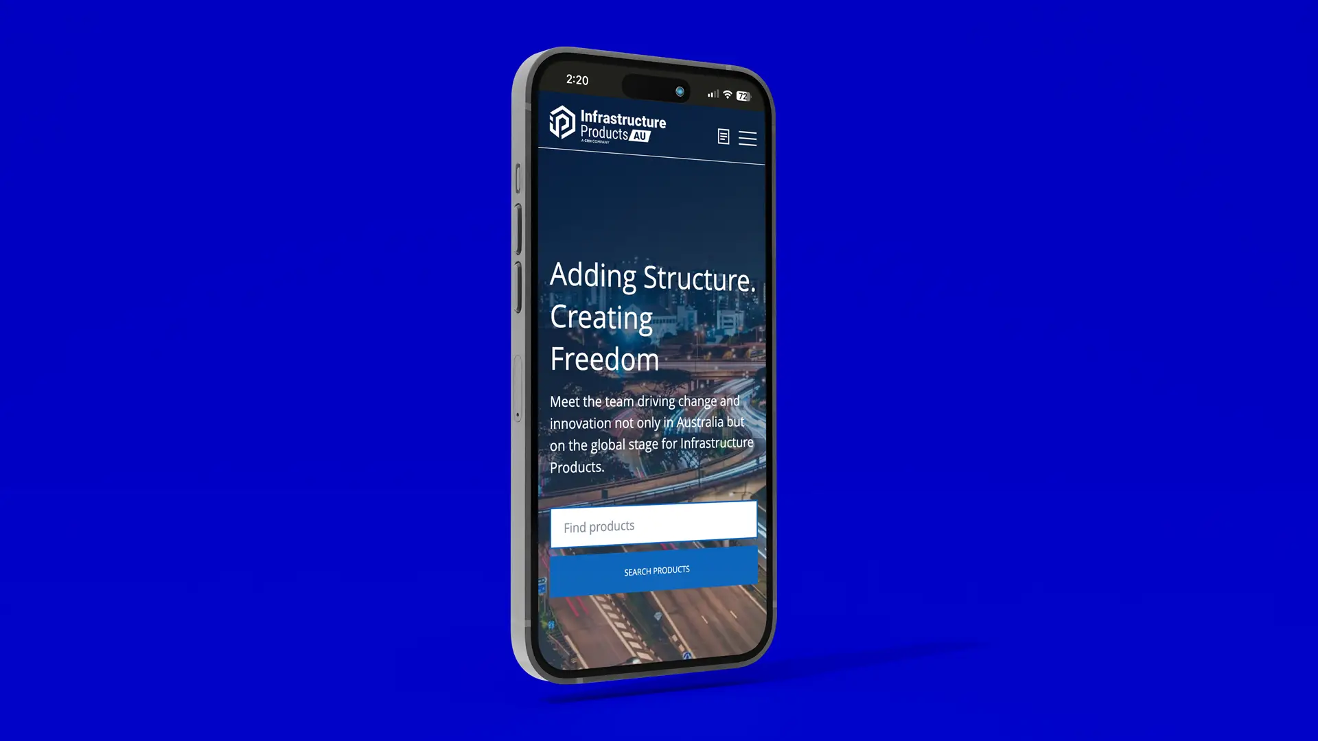 Infrastructure website case study: Infrastructure Products Australia mobile UX hero image