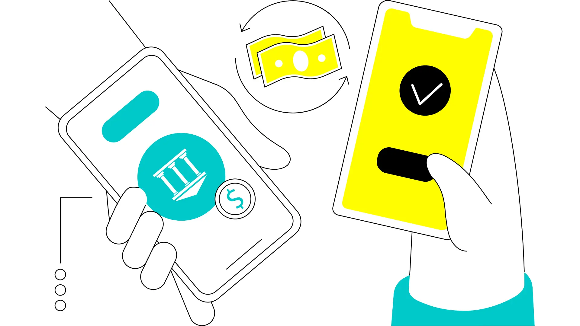 Flat line art illustration of a startup founder or developer working in black and cyan, illustrating startup brand strategy in Australia