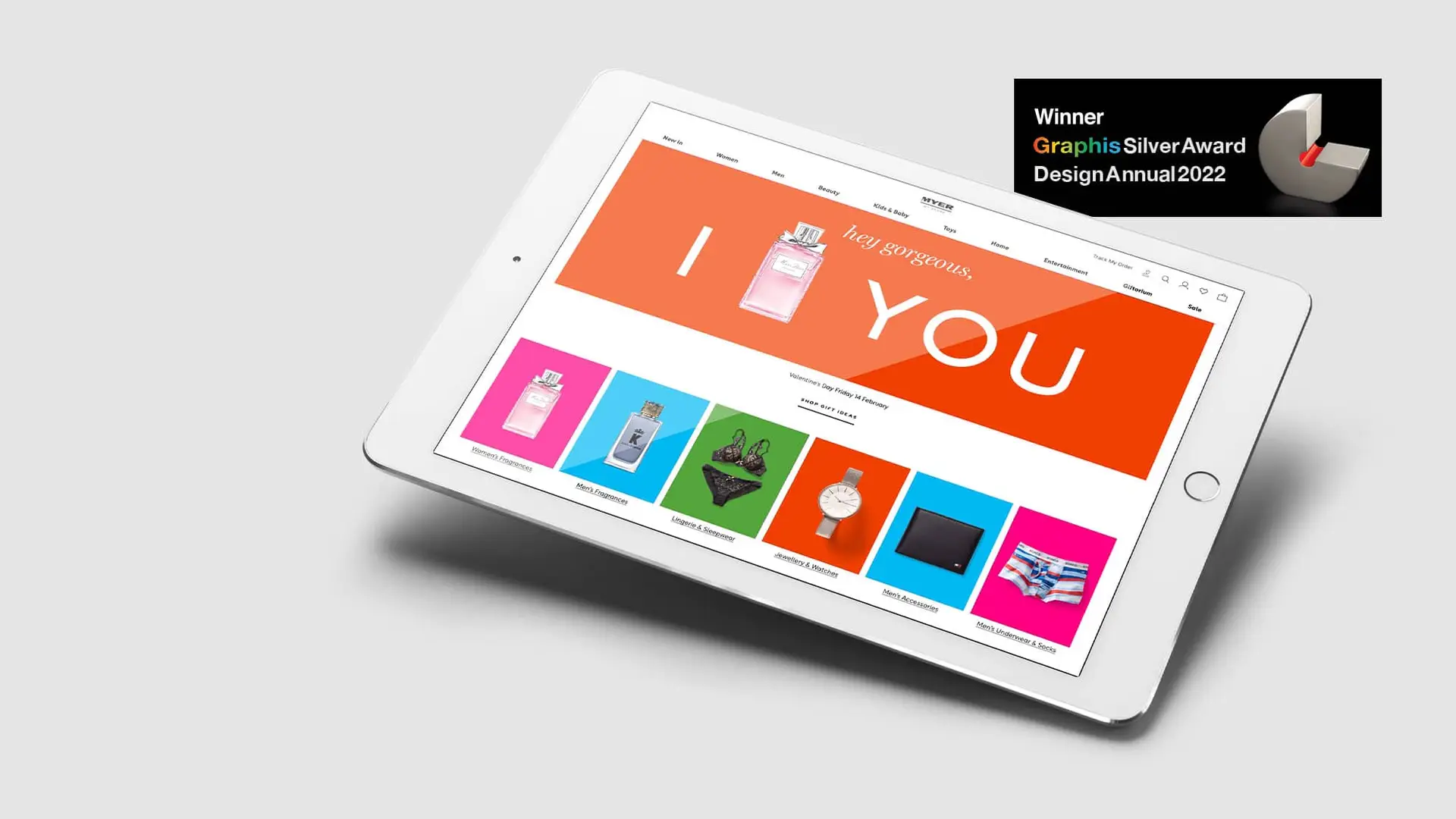 Myer Valentine's Day Advertising Creative on iPad